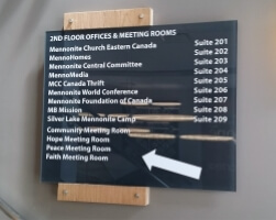 Wayfinding signage inside the building