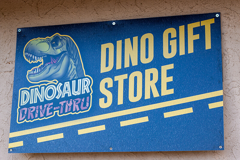 Dino gift store sign