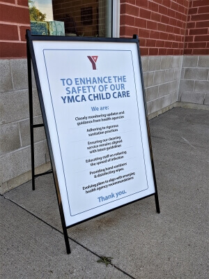 Safety signage for YMCA child
