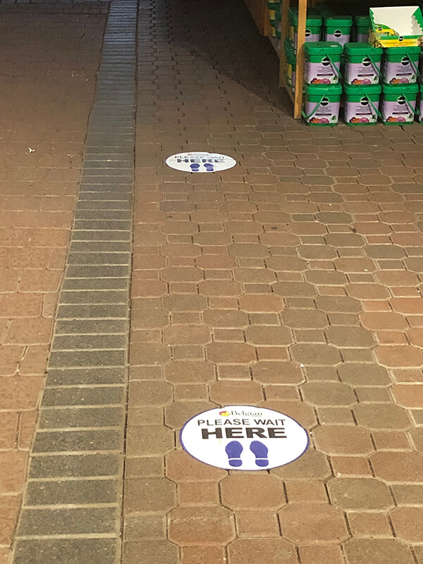 Distance signage on the floor