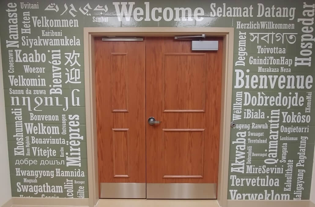 Custom decals around the door