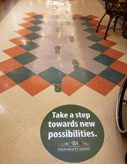 Floor with design and chairs