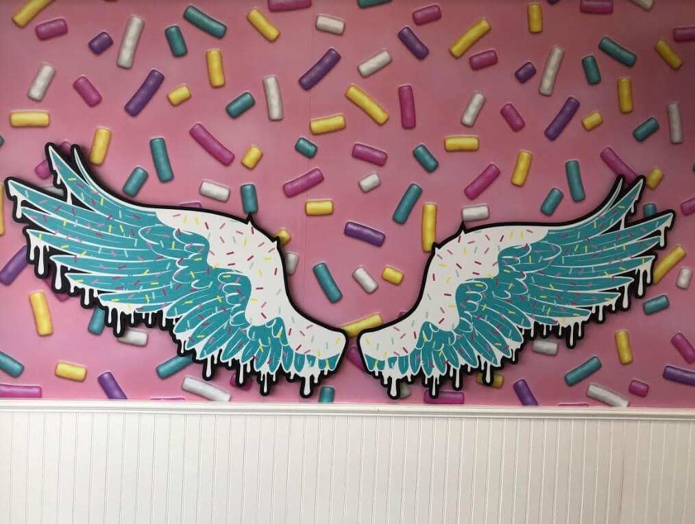 Wings on the colorful wall