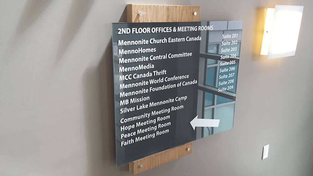 2nd floor offices wayfinding sign  on the hallway