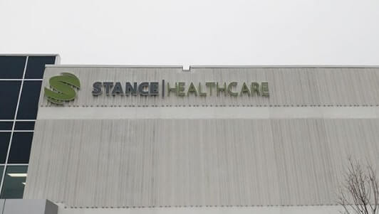 Stance Healthcare channel sign on the building
