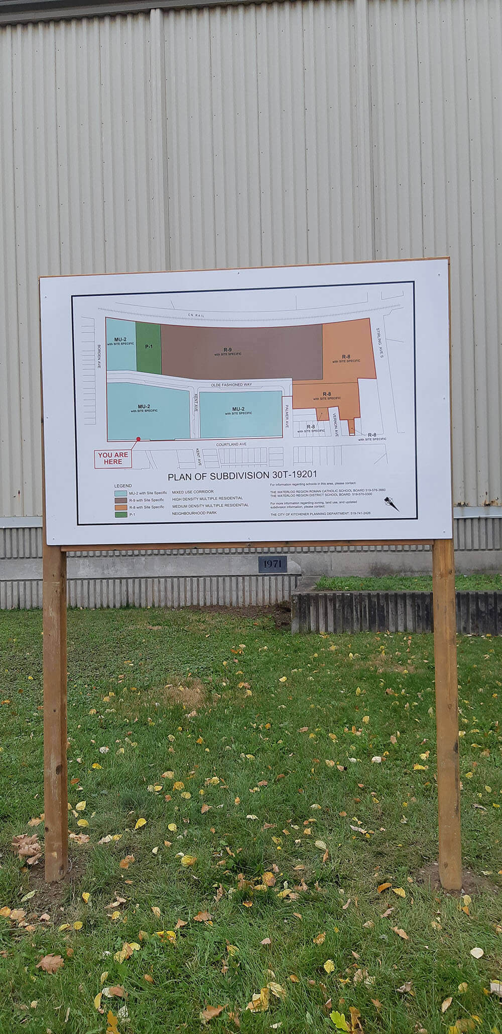 Stantec blueprint for subdivision signage on the lot