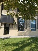 Custom decal on a window of a building