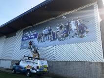 UWO Sports banner on the building