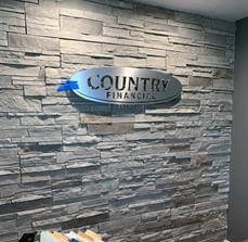 Country financial signage on the metal