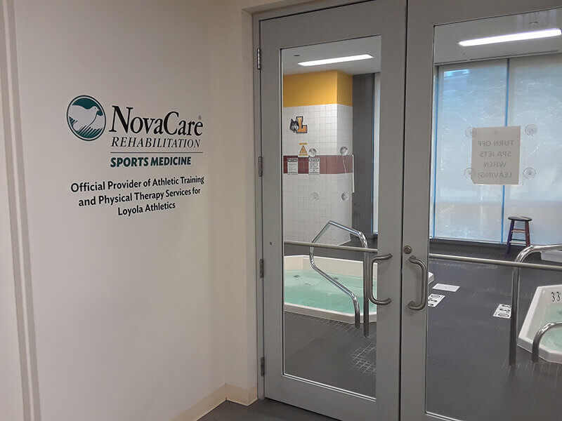 NovaCare Rehabilatation on the wall of the door