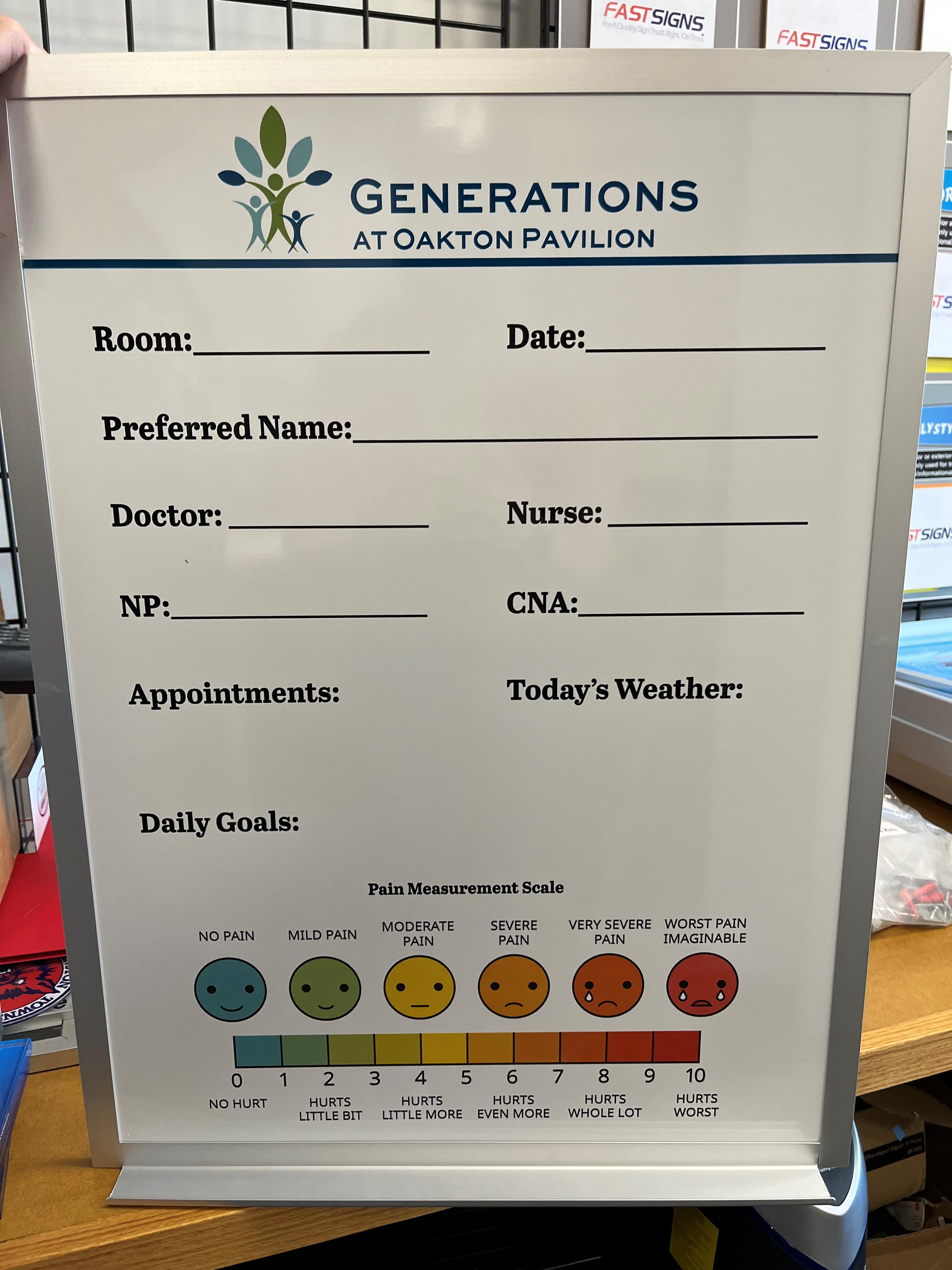 Generations at Oakton Pavilion Interior Signage