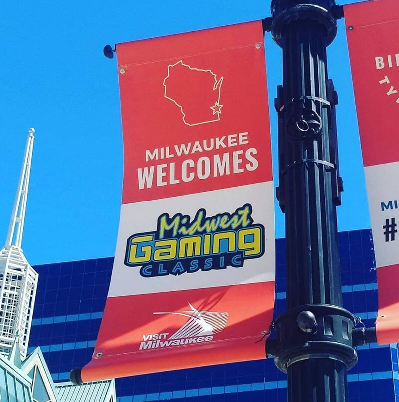 Midwest gaming classic banner on the pole