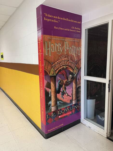Harry potter book graphics on the wall