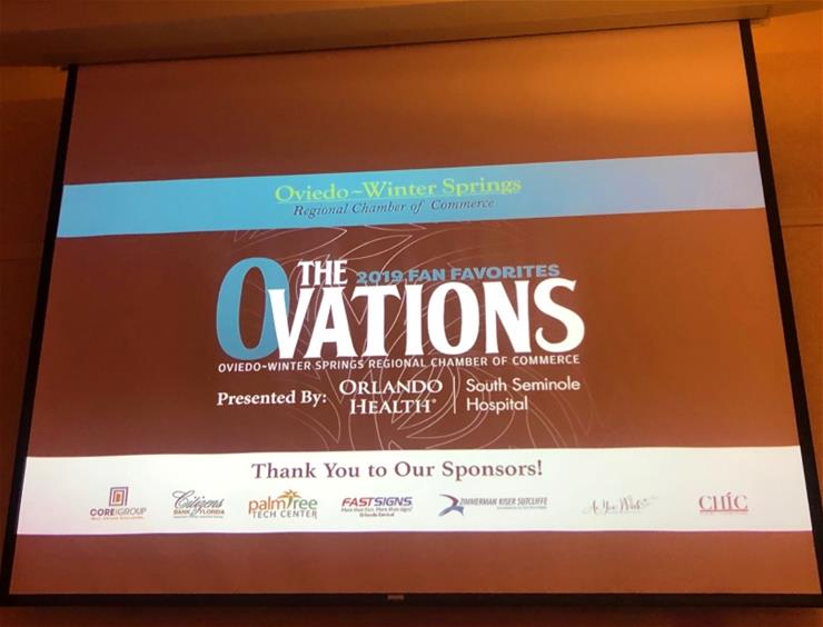 a screen displaying the 2019 ovations awards