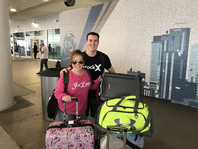 kaitlyn and aaron at an airport