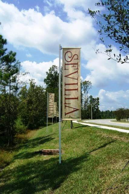 exterior banner flag along road