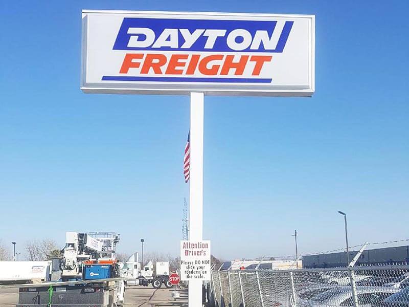 Dayton Freight Signage on a airport parking lot