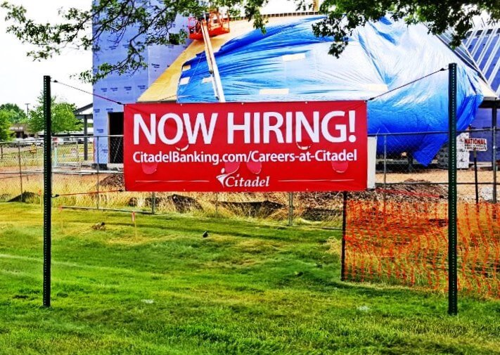 temporary exterior hiring banner