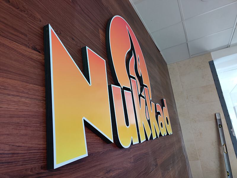 orange and yellow wall lettering