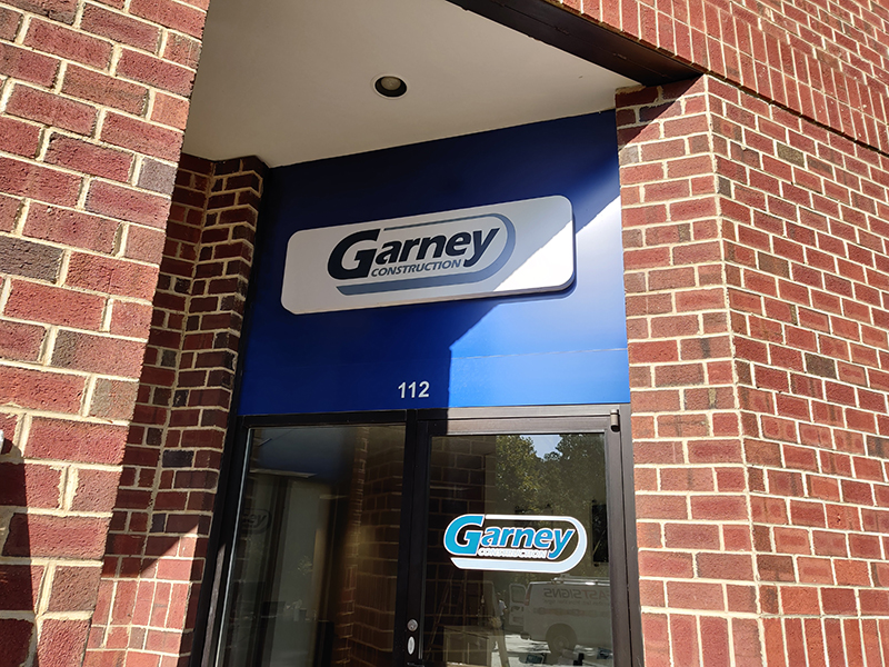 Garney exterior signage on the building