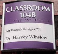 classroom sign with braille