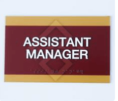 assistant manager sign with braille