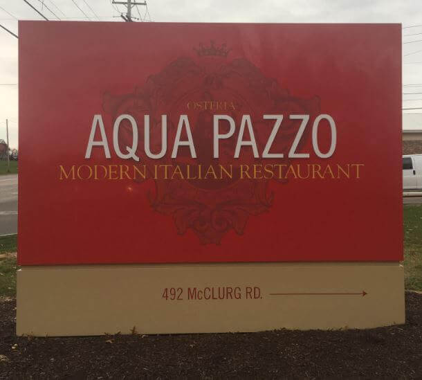 Aqua Pazzo Italian Restaurant Monument Sign