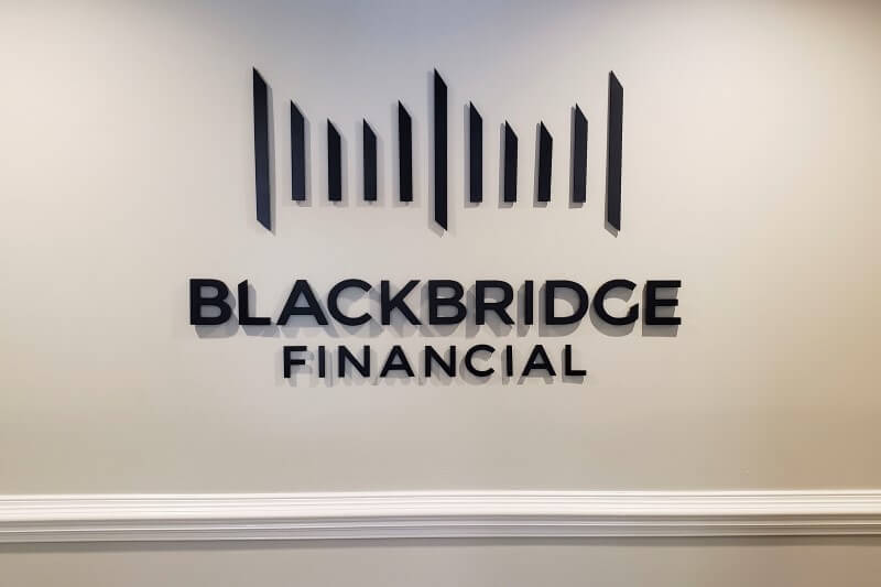 Blackbridge Financial sign on the wall