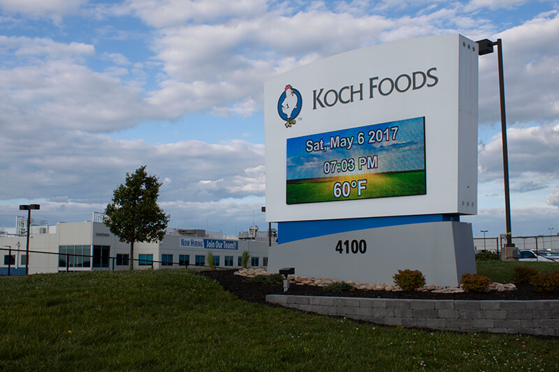Koch Foods main sign in front of the buildings