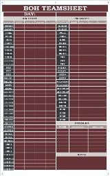 Maroon BOH Team sheet