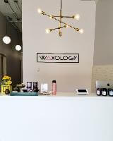 Waxology custom decal on the reception are with things on the table