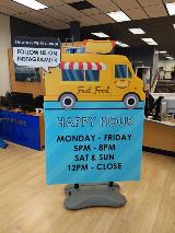 Promotional board on display 