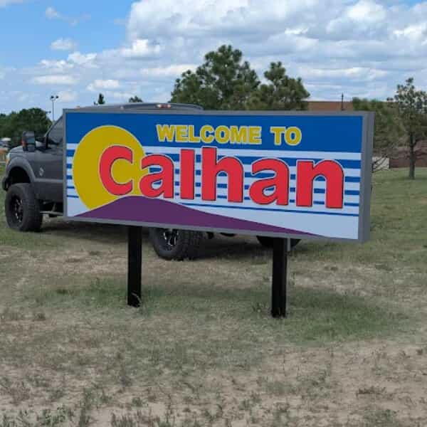 An image of a Calhan monument sign.