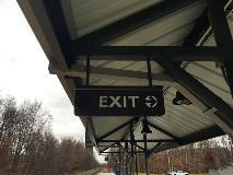Hanging Exit Sign on a shed