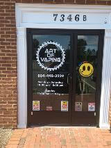Art of vaping graphics on the glass door