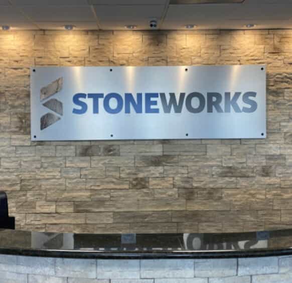 An image of the Stoneworks sign.