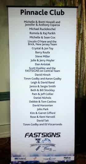 a banner lists pinnacle award members