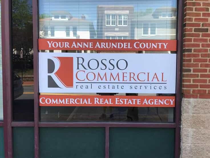 Window graphics for rosso commercial real estate agency