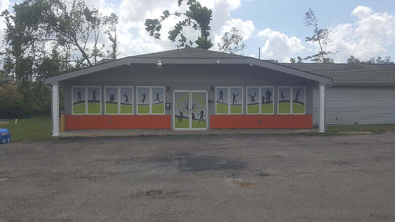 Different images on the window building