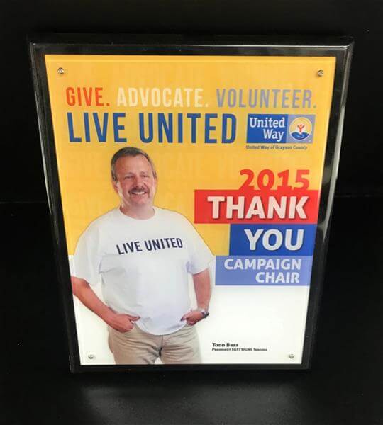 United Way campaign chair award