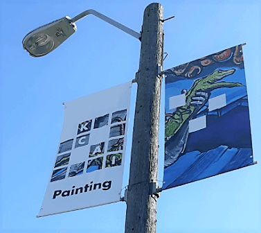 banner on street light pole