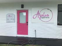 Pink custom decal for Azalea apartments 