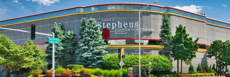 An image of the Donald E. Stephens Convention Center outdoor signage.