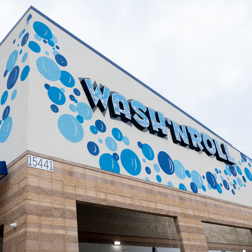 Wash N Roll building sign