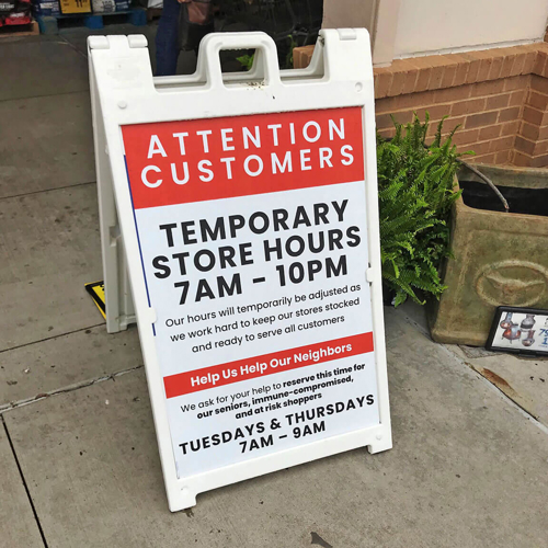 Temporary Store Hours A-Frame