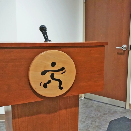 Wood Podium SIgn