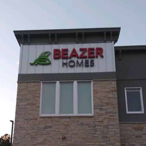 Brazer Homes channel sign on the building
