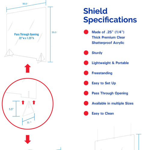 shiled specifications of St Charles printing safety shields