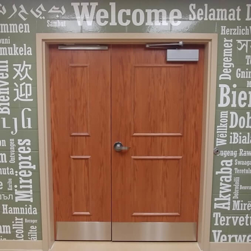 Custom decals around the door