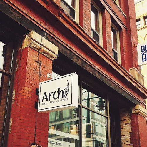 Arch signage on the building